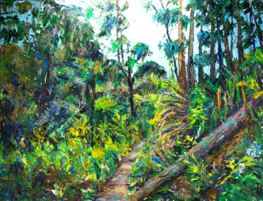 Painting titled "road in the forest" by Anna Churyukina, Original Artwork, Oil