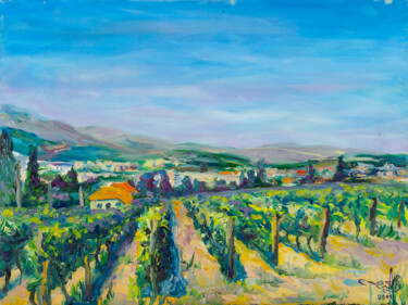 Schilderij getiteld "vineyards" door Anna Churyukina, Origineel Kunstwerk, Olie