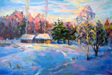 Painting titled "winter" by Anna Churyukina, Original Artwork, Oil
