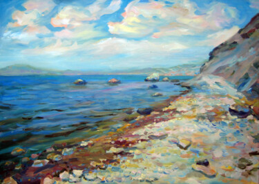 Painting titled "Wild beach" by Anna Churyukina, Original Artwork, Oil