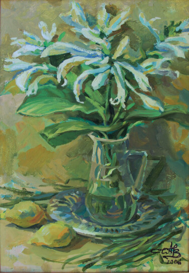 Painting titled "Lilies" by Anna Churyukina, Original Artwork, Oil