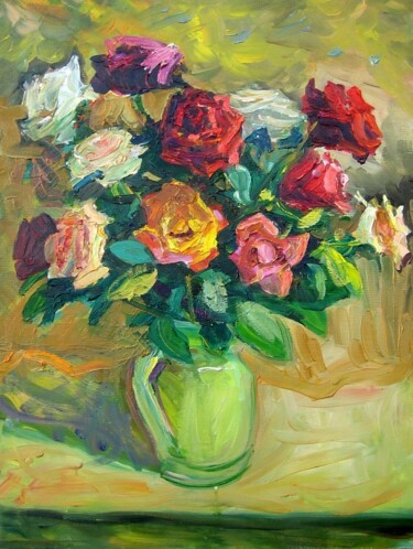 Painting titled "Rose" by Anna Churyukina, Original Artwork, Oil