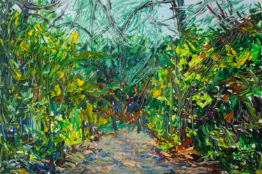 Pintura titulada "forest path in made…" por Anna Churyukina, Obra de arte original, Oleo