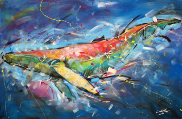 Peinture intitulée "La baleine" par Anna Corta, Œuvre d'art originale, Acrylique