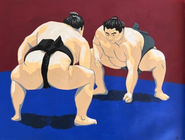 Painting titled "Sumos I" by Anna D., Original Artwork, Acrylic