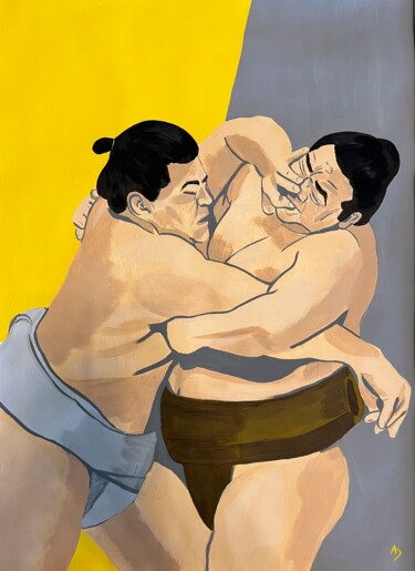 Malerei mit dem Titel "Sumos XI" von Anna D., Original-Kunstwerk, Acryl