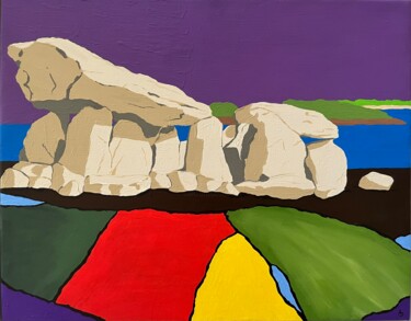 Painting titled "Dolmen de Penhap" by Anna D., Original Artwork, Acrylic Mounted on Wood Stretcher frame