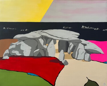 Painting titled "Dolmen de la Planch…" by Anna D., Original Artwork, Acrylic Mounted on Wood Stretcher frame
