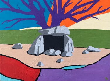 Painting titled "Dolmen de Taupels" by Anna D., Original Artwork, Acrylic Mounted on Wood Stretcher frame