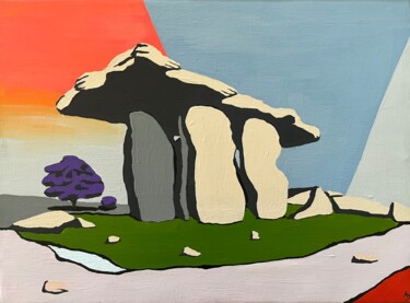 Schilderij getiteld "Dolmen de Poulnabro…" door Anna D., Origineel Kunstwerk, Acryl Gemonteerd op Frame voor houten brancard