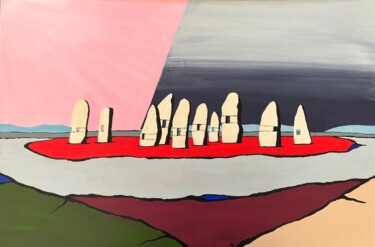 Картина под названием "Menhirs pour la Paix" - Anna D., Подлинное произведение искусства, Акрил Установлен на Деревянная рам…