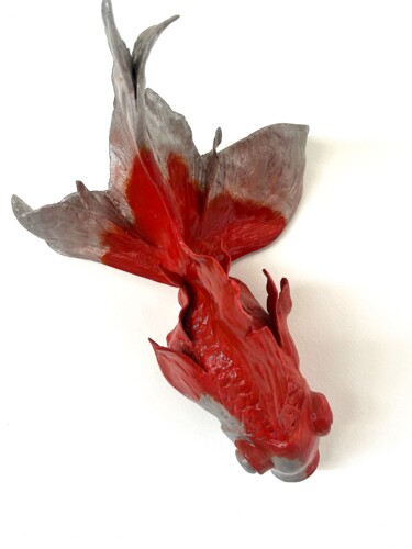 Sculpture intitulée "Carpe Koï Fantail" par Anna D., Œuvre d'art originale, Argile