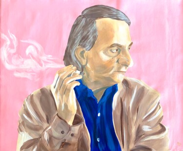 Painting titled "Michel Houellebecq" by Anna D., Original Artwork, Acrylic
