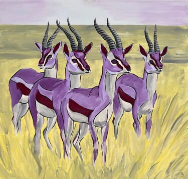 Malarstwo zatytułowany „Gazelles” autorstwa Anna D., Oryginalna praca, Akryl