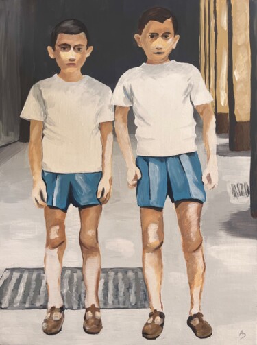 Peinture intitulée "Les deux frères en…" par Anna D., Œuvre d'art originale, Acrylique Monté sur Carton