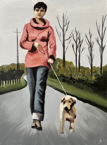 Peinture intitulée "Promenade d’automne" par Anna D., Œuvre d'art originale, Acrylique Monté sur Carton