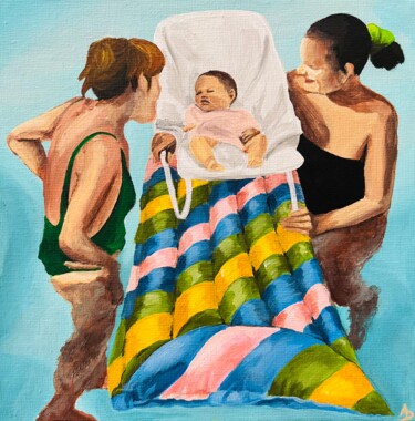 Malerei mit dem Titel "Les deux sœurs et l…" von Anna D., Original-Kunstwerk, Acryl Auf Karton montiert
