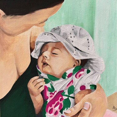 Peinture intitulée "Nouvelle-née" par Anna D., Œuvre d'art originale, Acrylique Monté sur Carton