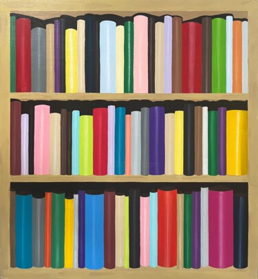 Peinture intitulée "Bibliothèque" par Anna D., Œuvre d'art originale, Acrylique