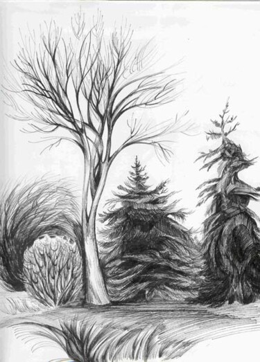 Dessin intitulée "Dancing tree # 2" par Anna Duyunova, Œuvre d'art originale, Autre