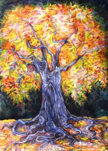 Drawing titled "Golden Oak" by Anna Duyunova, Original Artwork, Other