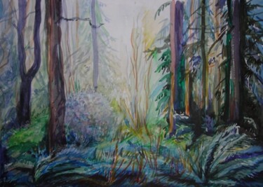 Painting titled "Spring Forest" by Anna Duyunova, Original Artwork, Other