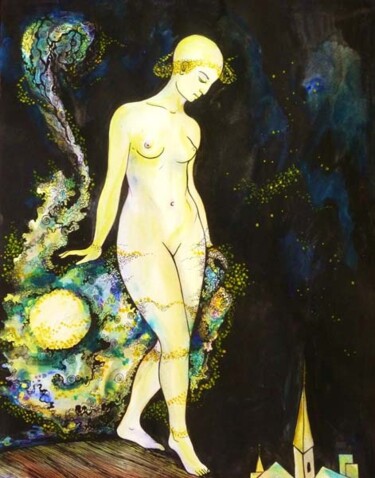 Dessin intitulée "Moon Light" par Anna Duyunova, Œuvre d'art originale, Autre