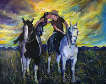 Painting titled "Alberta Kiss" by Anna Duyunova, Original Artwork, Acrylic