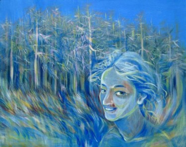 Painting titled "Blue Spring" by Anna Duyunova, Original Artwork, Oil