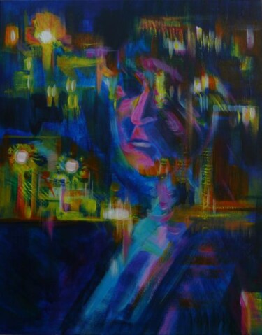 Painting titled "Night Self Reflecti…" by Anna Duyunova, Original Artwork, Oil
