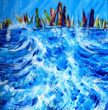 Painting titled "Regatta. Triptych.…" by Anna Duyunova, Original Artwork, Acrylic