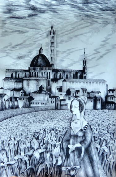 Dibujo titulada "Siena" por Anna Duyunova, Obra de arte original, Otro