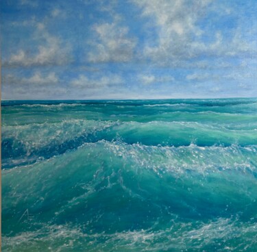 Painting titled "Turquoise water." by Anna Evtushenko, Original Artwork, Oil