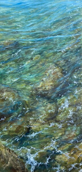 Painting titled "The coast near the…" by Anna Evtushenko, Original Artwork, Oil
