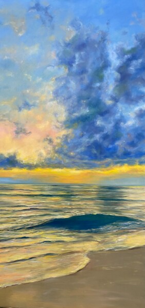 Pintura intitulada "Golden sunset." por Anna Evtushenko, Obras de arte originais, Óleo