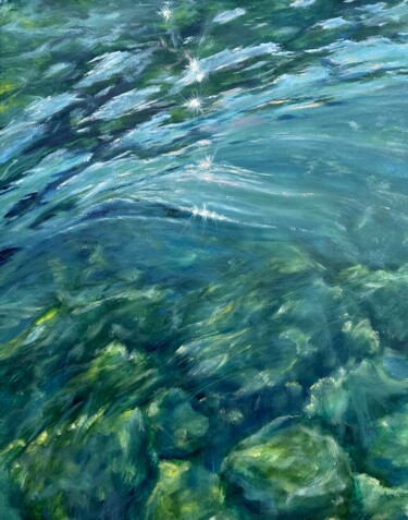 Painting titled "Green bottom." by Anna Evtushenko, Original Artwork, Oil