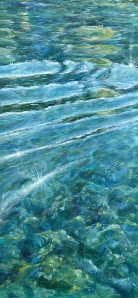 Peinture intitulée "Blue Lagoon." par Anna Evtushenko, Œuvre d'art originale, Huile