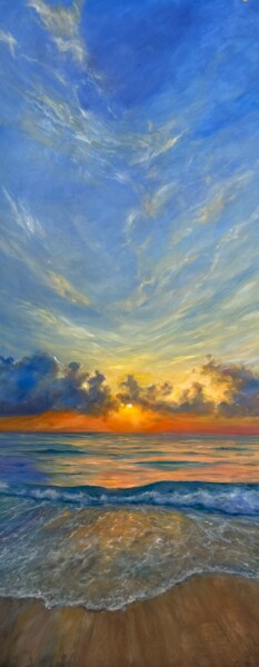 Painting titled "Wonderful sunset." by Anna Evtushenko, Original Artwork, Oil