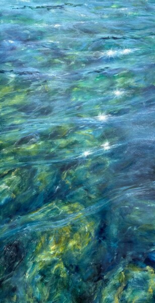 Schilderij getiteld "Turquoise transpare…" door Anna Evtushenko, Origineel Kunstwerk, Olie