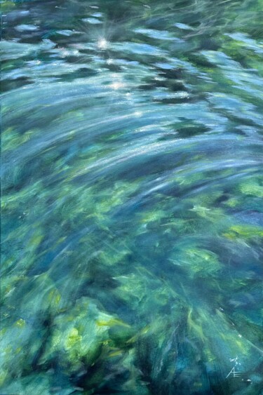 Painting titled "Green tourmaline." by Anna Evtushenko, Original Artwork, Oil