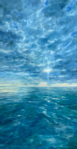 Painting titled "The sky has drowned." by Anna Evtushenko, Original Artwork, Oil