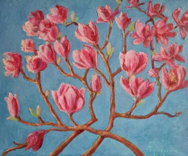Peinture intitulée "Magnolia" par Anna Fainitskii, Œuvre d'art originale, Huile