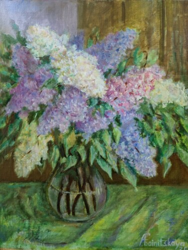 Peinture intitulée "Lilac bush" par Anna Fainitskii, Œuvre d'art originale, Huile