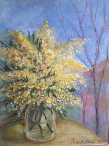 Peinture intitulée "Mimosa" par Anna Fainitskii, Œuvre d'art originale, Huile
