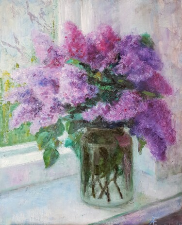Peinture intitulée "Bouquet of lilac" par Anna Fainitskii, Œuvre d'art originale, Huile