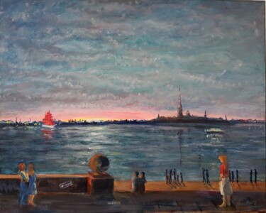 Malerei mit dem Titel "Scarlet sails" von Anna Fainitskii, Original-Kunstwerk, Öl