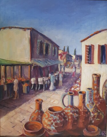 Malarstwo zatytułowany „Ceramic jugs on sou…” autorstwa Anna Fainitskii, Oryginalna praca, Olej