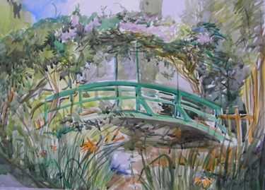 Malerei mit dem Titel "A Giverny aux jardi…" von Anna Filimonova, Original-Kunstwerk, Aquarell
