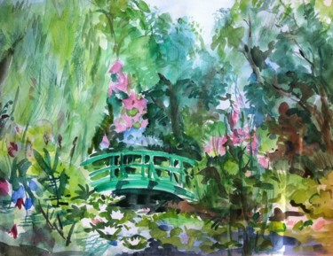Painting titled "Giverny" by Anna Filimonova, Original Artwork, Watercolor