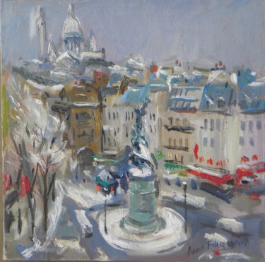 Painting titled "Place de Clichy sou…" by Anna Filimonova, Original Artwork, Oil
